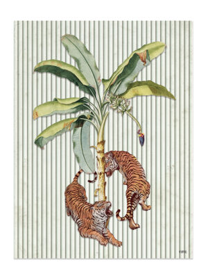 láminas decorativas tigres y palmera