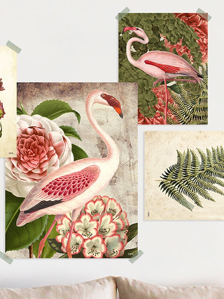 Lámina Flamenco Flores Rosa Blanco - Imagen 2