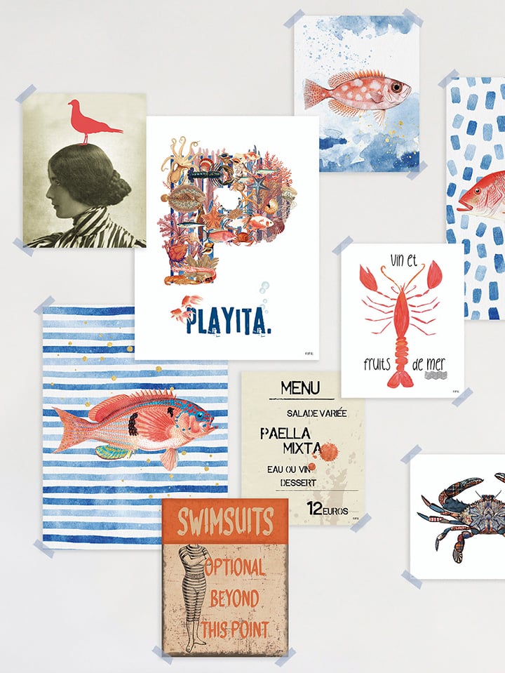 Lámina Pez Sobre Acuarela Azul - Imagen 2