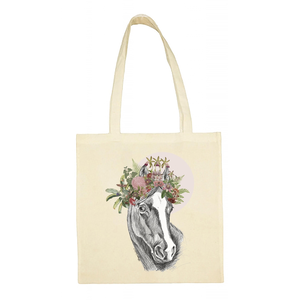Tote Bag Caballo Flores - Imagen 2